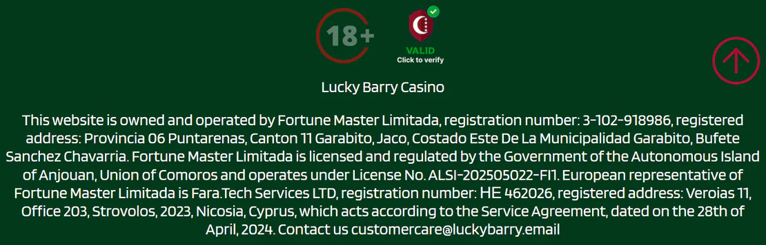 lucky barry casino licence